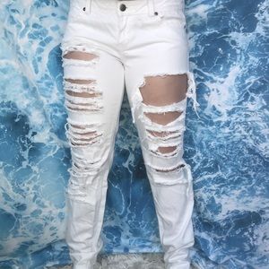 White ripped jeans